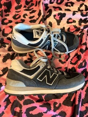 New Balance Gray and Black Suede Mesh Sneakers